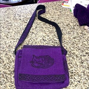 Purple Embroidered Crossbody Bag